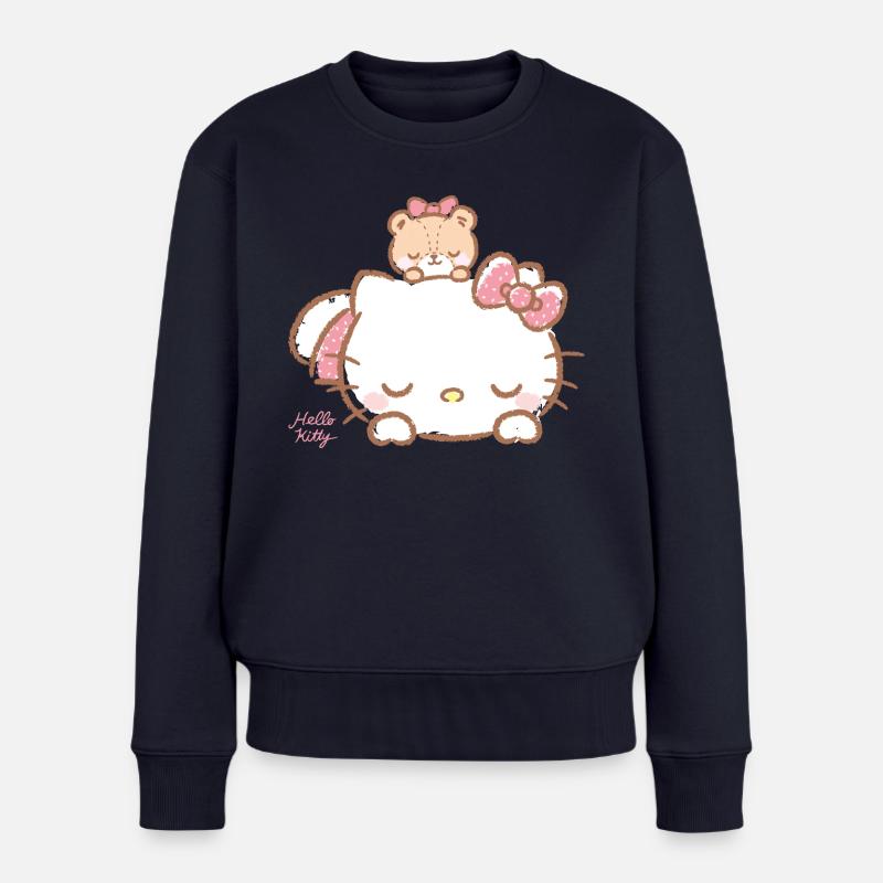 Hello Kitty Avec Un Ours En Peluche Sur Le Dos - Pull Premium bio Femme - bleu marine