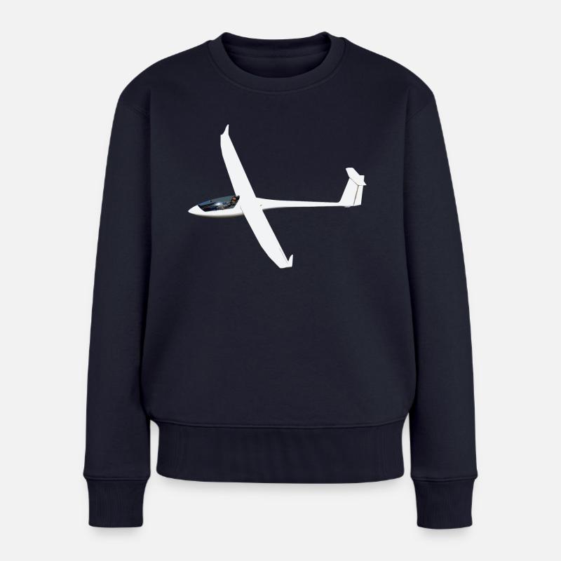 segelflugzeug weiß - Frauen Premium Bio Pullover - Navy
