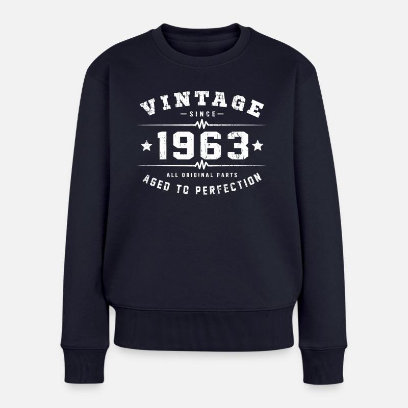 Vintage 1963 Birthday - Frauen Premium Bio Pullover - Navy