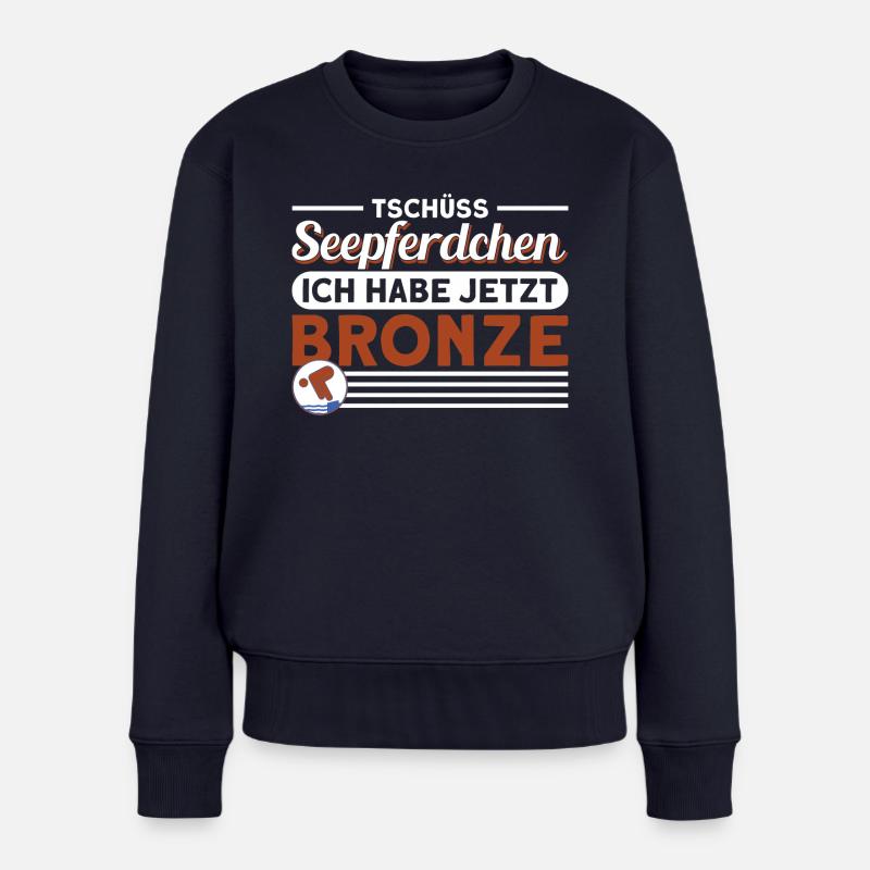 Schwimmer Schwimmprüfung Bronze Geschenk - Frauen Premium Bio Pullover - Navy