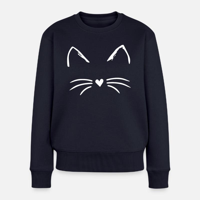 Katze Miau in Minimal - Frauen Premium Bio Pullover - Navy