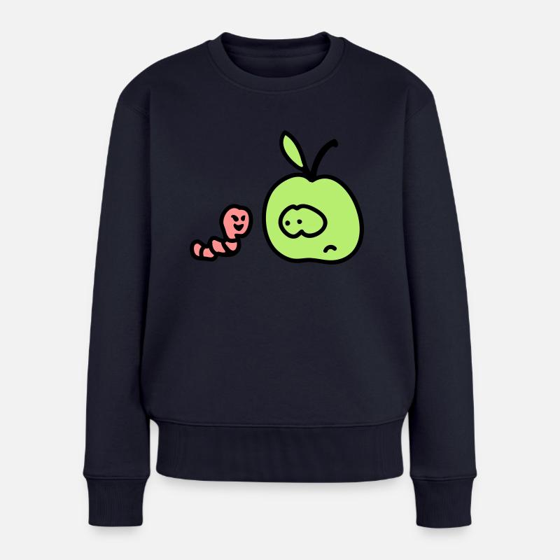 Apfel + Wurm 3 - Frauen Premium Bio Pullover - Navy