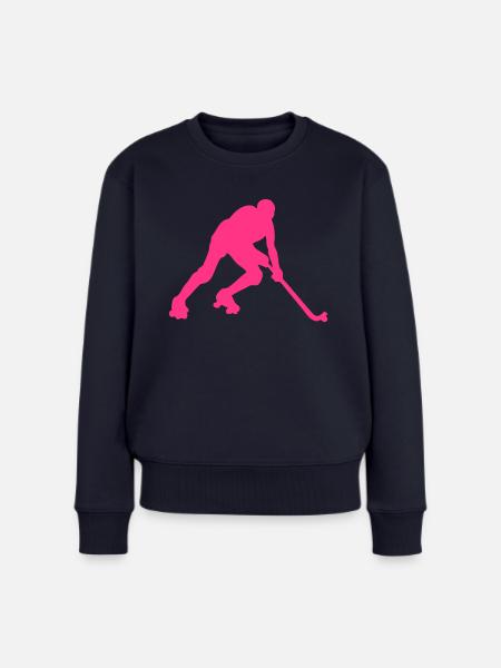 Rollhockey Silhouette Spieler1 - Frauen Premium Bio Pullover - Navy