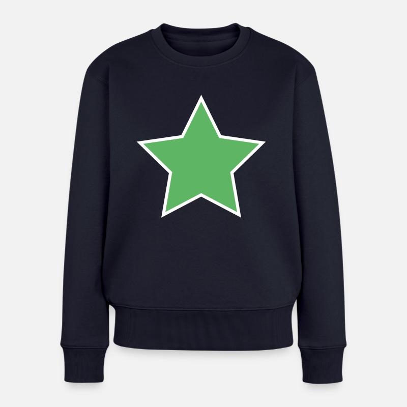 Stern grün - Frauen Premium Bio Pullover - Navy