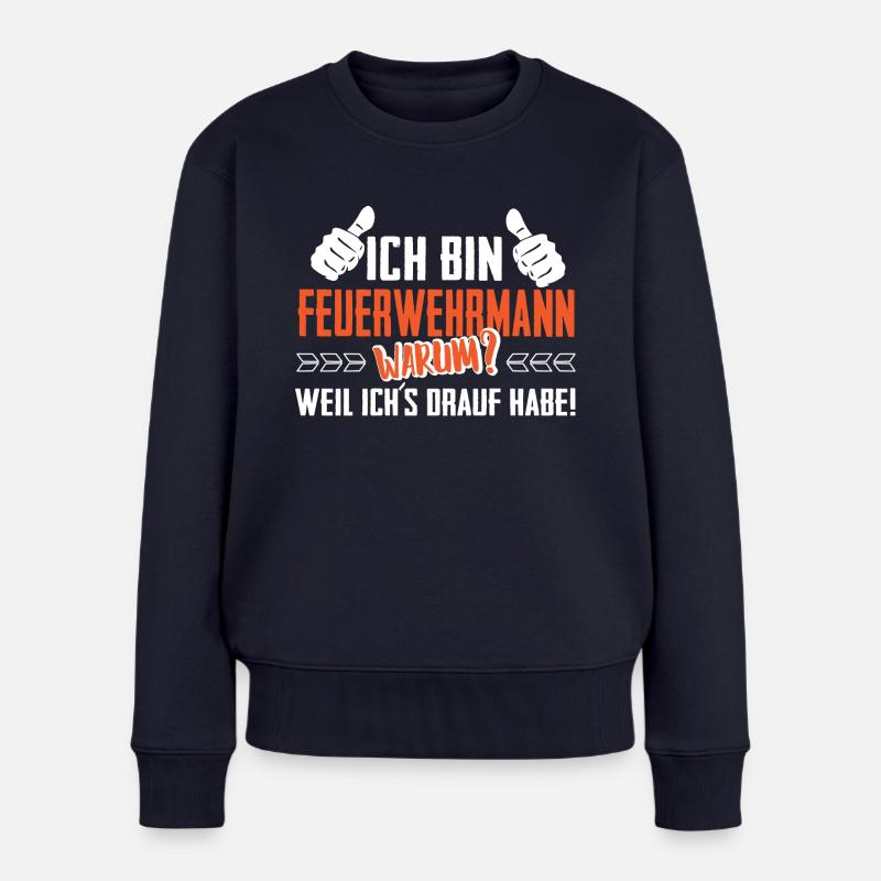 Ich bin ein Feuerwehrmann Shirt - Frauen Premium Bio Pullover - Navy