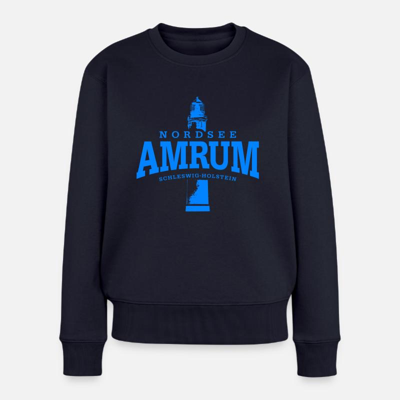 Amrum Nordsee ( blau ) - Frauen Premium Bio Pullover - Navy