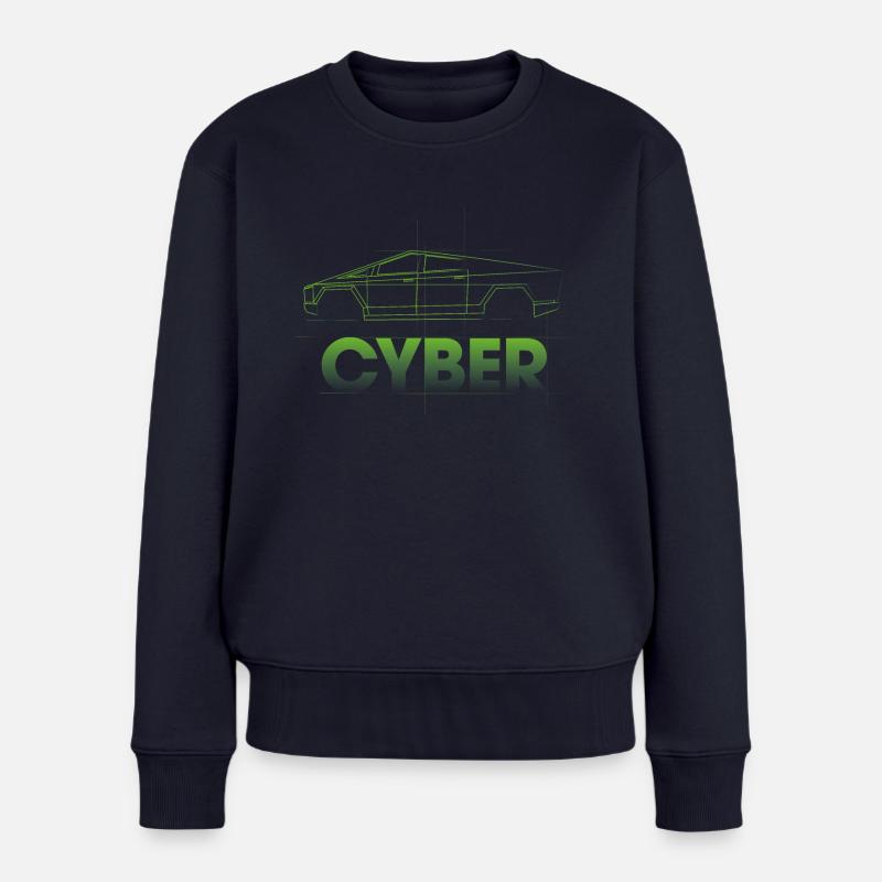 Cyber - Elektrisch - E-Auto - Truck - Frauen Premium Bio Pullover - Navy