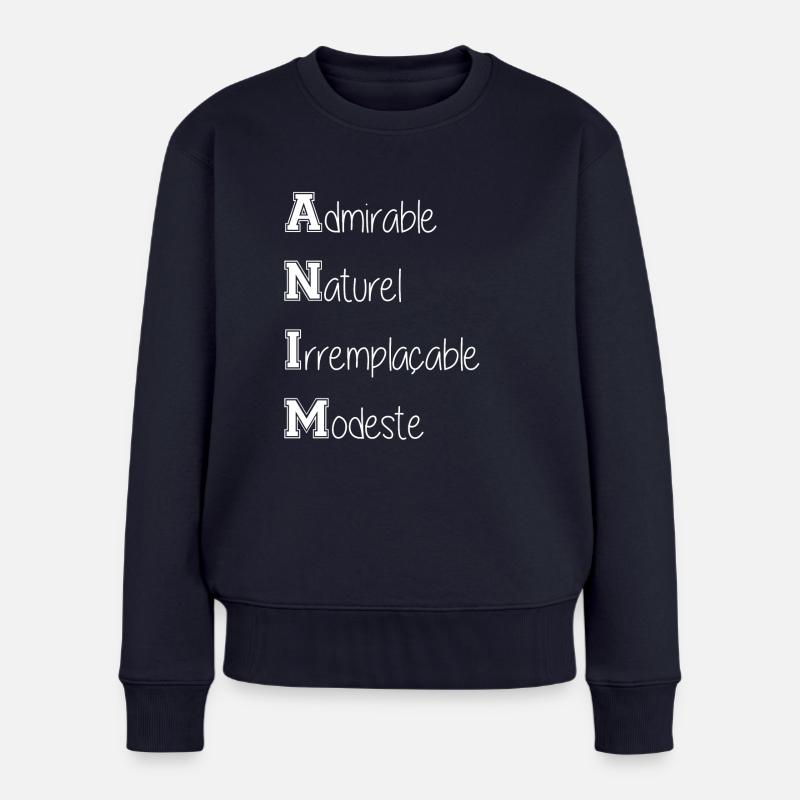 ANIM-blanc - Pull Premium bio Femme - bleu marine