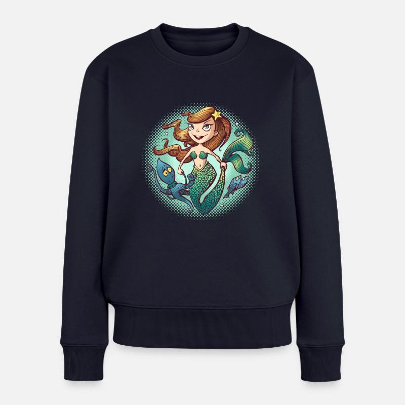 Meerjungfrau - Frauen Premium Bio Pullover - Navy