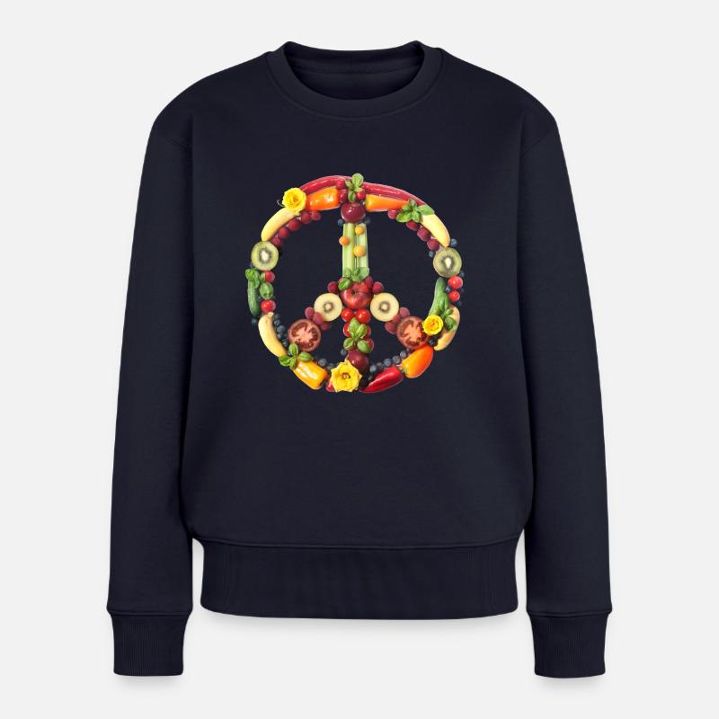 Peacezeichen Rosen - Frauen Premium Bio Pullover - Navy