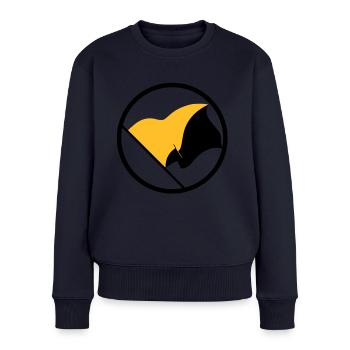 Capitalisme Anarcho - Pull Premium bio Femme - bleu marine - Devant - Julia (174cm)