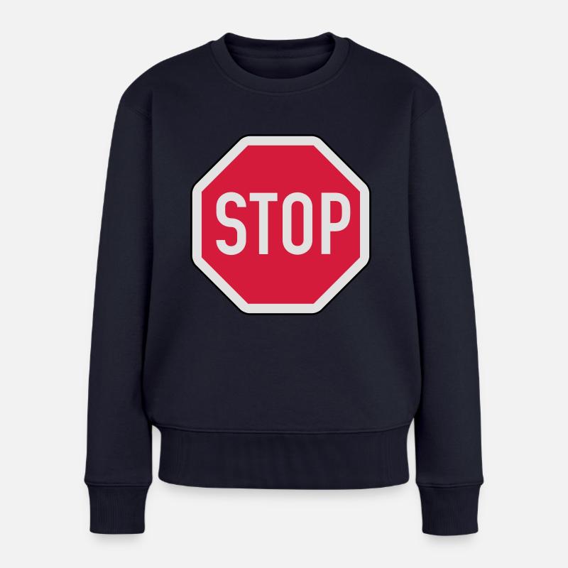 Stop - Frauen Premium Bio Pullover - Navy