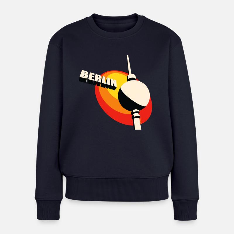 Berlin Fernsehturm retro - Frauen Premium Bio Pullover - Navy