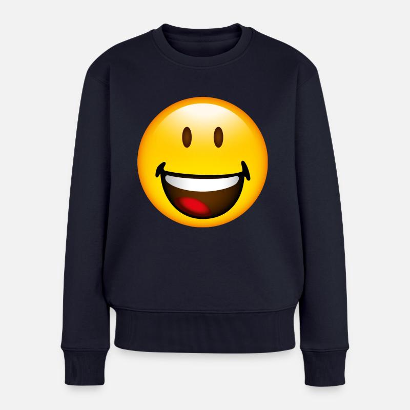 Smiley Laugh - Frauen Premium Bio Pullover - Navy