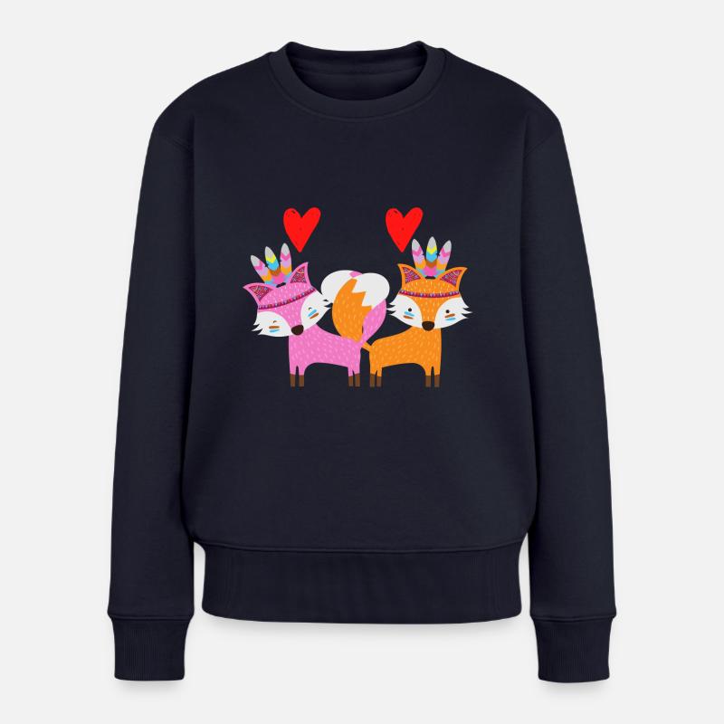 Fuchs Liebe, Paar, Beziehung - Frauen Premium Bio Pullover - Navy