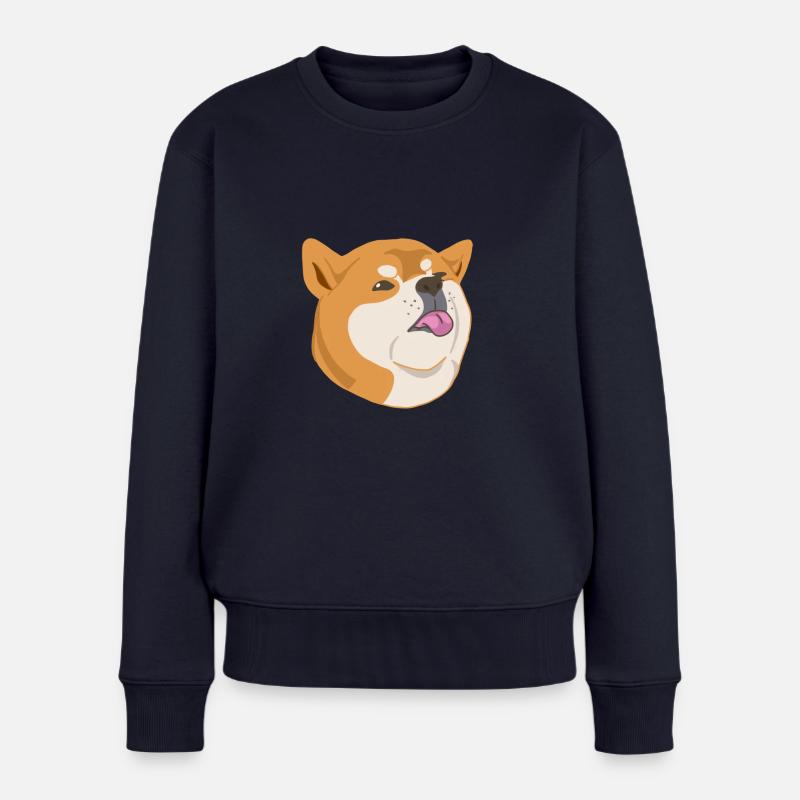 Pummeliger shiba inu - Frauen Premium Bio Pullover - Navy