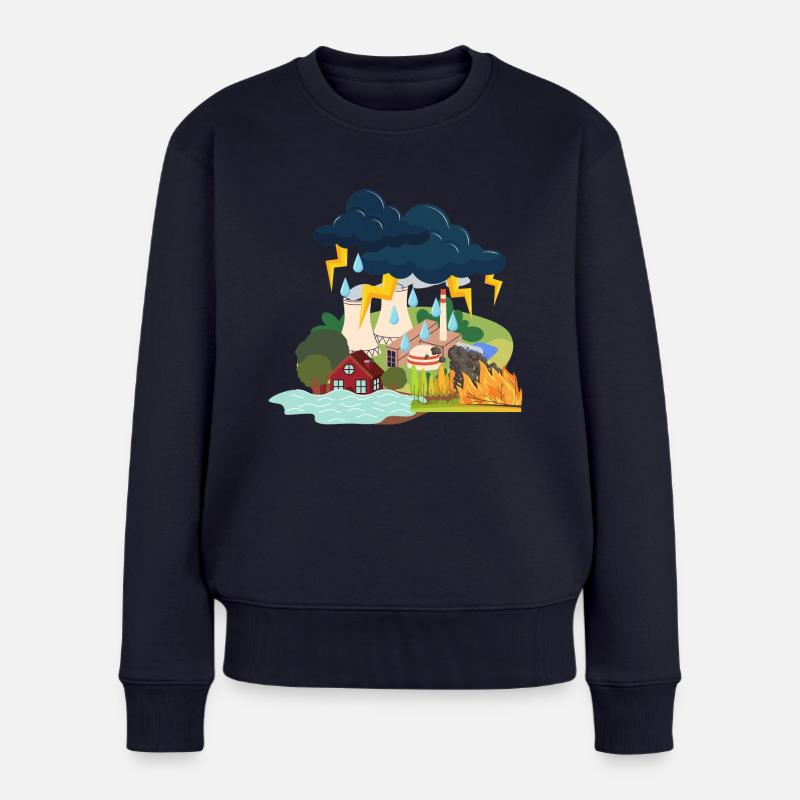 Katastrophen ohne Schriftzug - Frauen Premium Bio Pullover - Navy