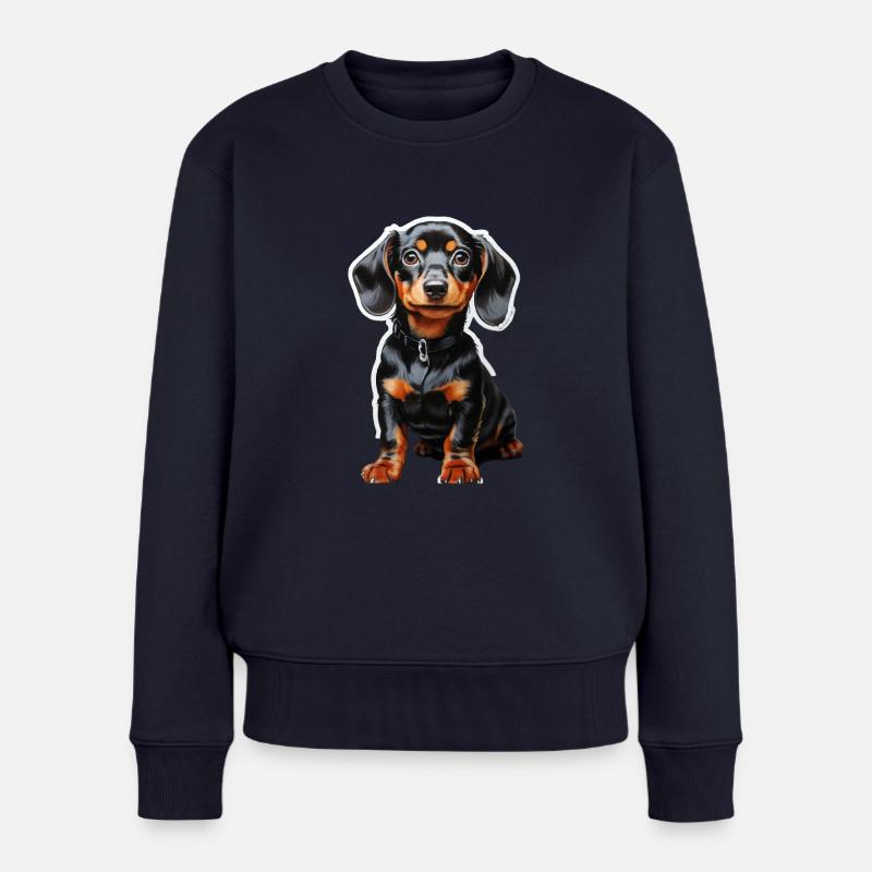 Dackel - Frauen Premium Bio Pullover - Navy