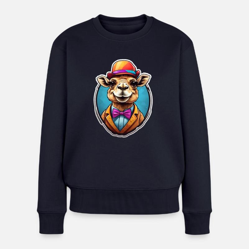 Lustiges Comic Kamel - Frauen Premium Bio Pullover - Navy