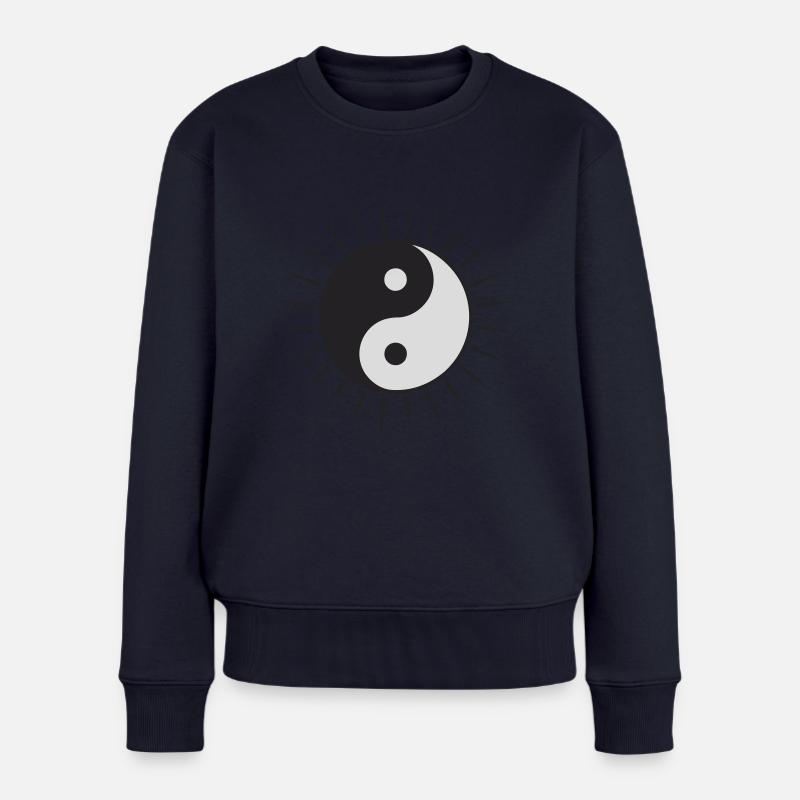Yin Yang Sonne - Frauen Premium Bio Pullover - Navy