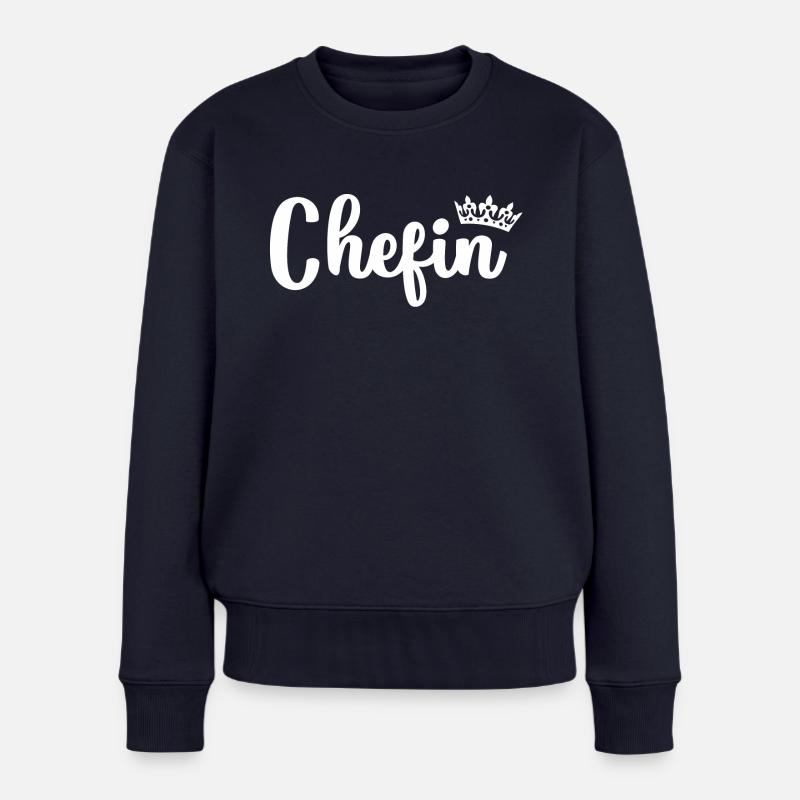 Chefin - Frauen Premium Bio Pullover - Navy