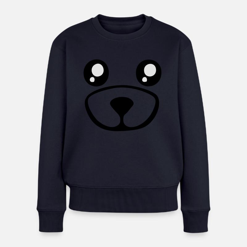 Teddy Bär Gesicht - Frauen Premium Bio Pullover - Navy