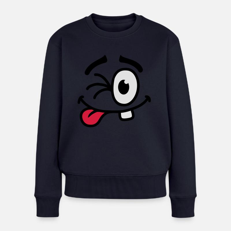 Cool Smiley Face - Frauen Premium Bio Pullover - Navy