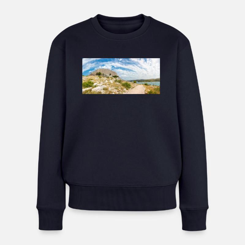 Die Mauer von Oštrica (Bedem Grebastica) Kroatien - Frauen Premium Bio Pullover - Navy