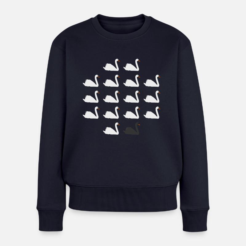 Schwarzer Schwan Popper Philosophie - Frauen Premium Bio Pullover - Navy