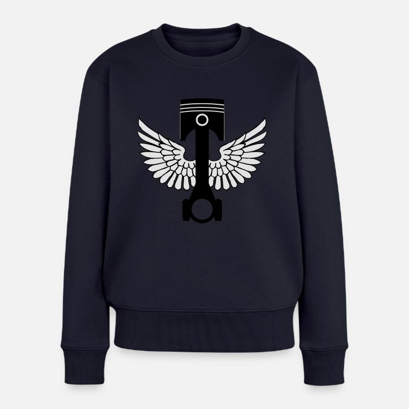 Kolben und Kolbenstange - Frauen Premium Bio Pullover - Navy