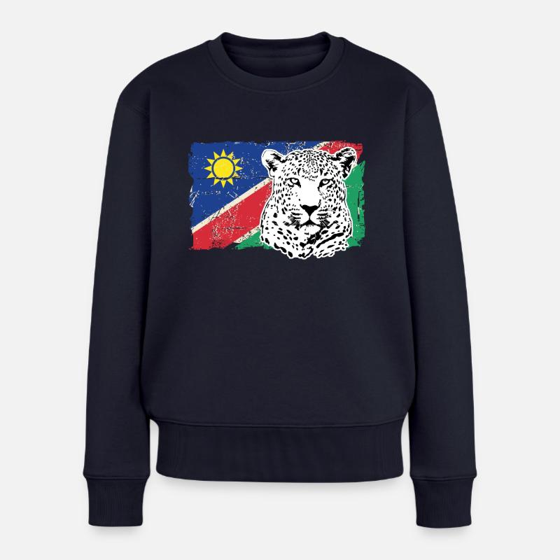 Namibia Flag - Leopard - Frauen Premium Bio Pullover - Navy