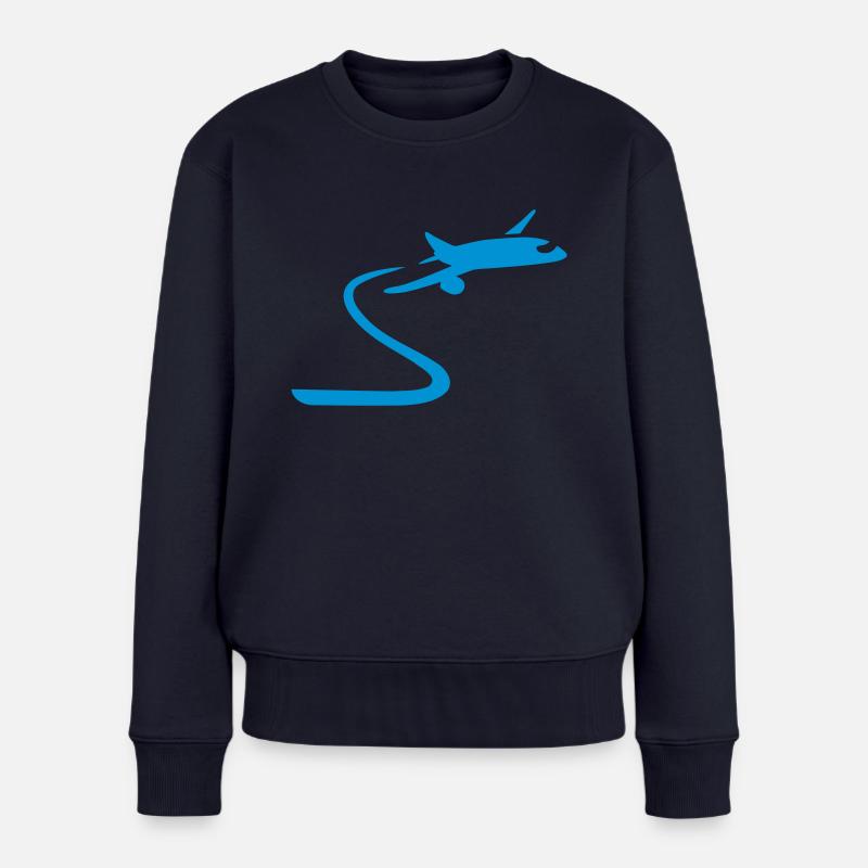 Flugzeug - Frauen Premium Bio Pullover - Navy