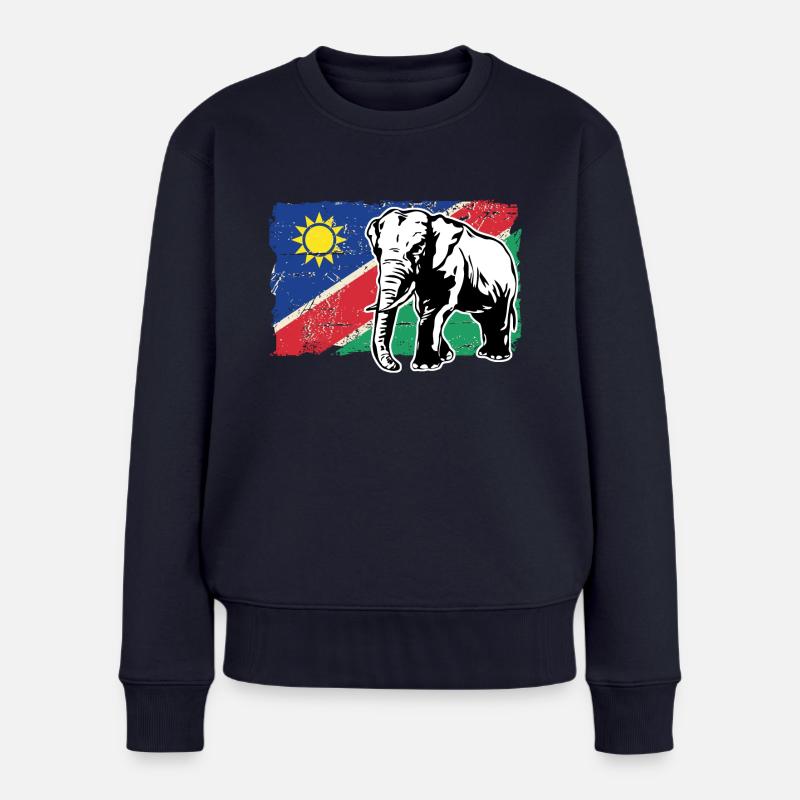 Namibia Flag - Elephant - Elefant - Frauen Premium Bio Pullover - Navy