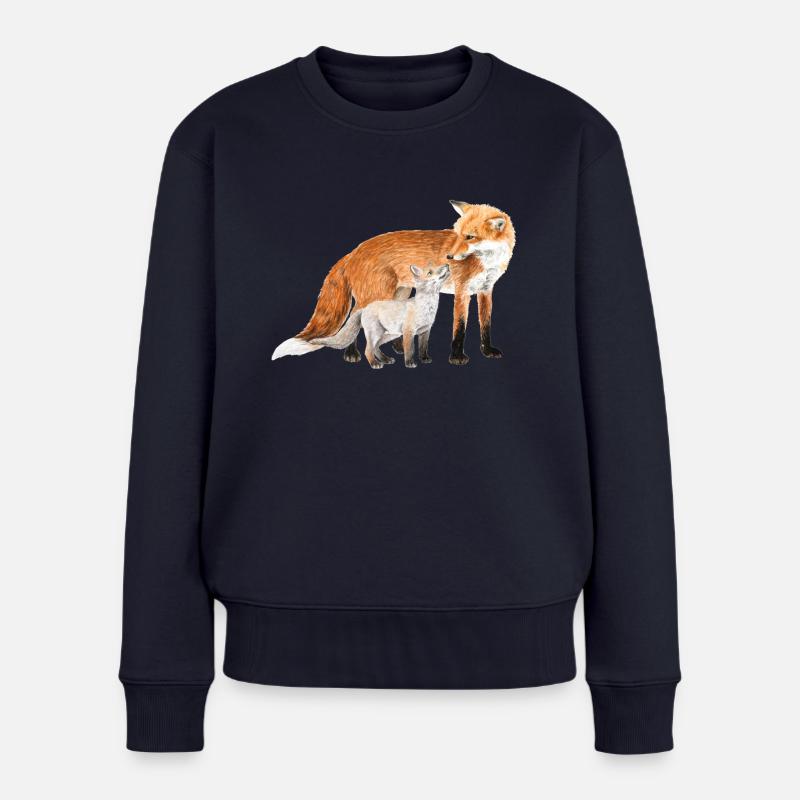 Füchse - Frauen Premium Bio Pullover - Navy