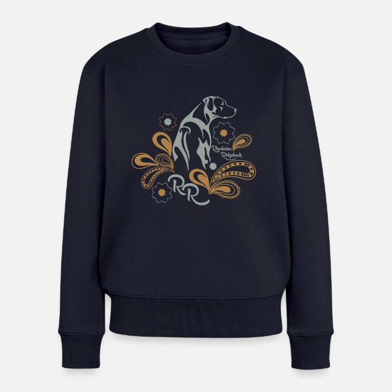 Rhodesian Ridgeback Paisley - Frauen Premium Bio Pullover - Navy