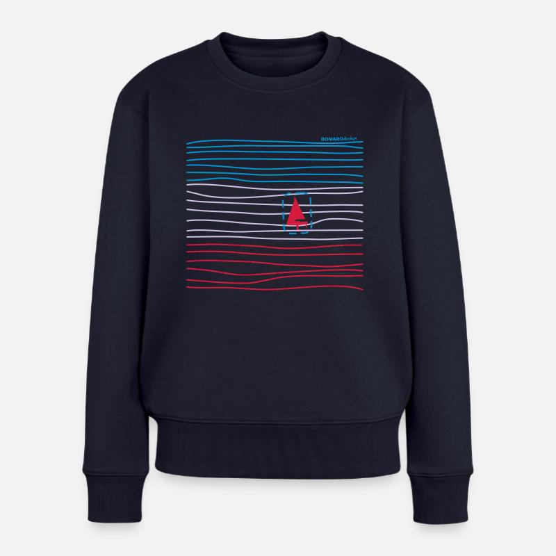 Boot in Wellen - Frauen Premium Bio Pullover - Navy