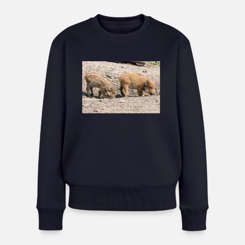 Frischling Wildschwein (Sus scrofa) - Frauen Premium Bio Pullover - Navy