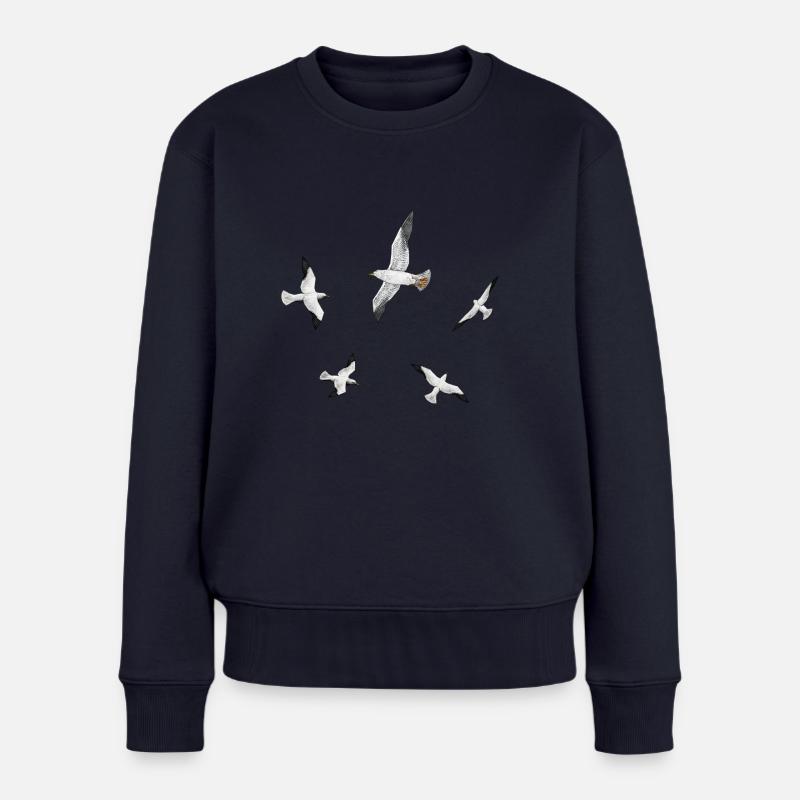 Seemöwen, Möwen, Seeschwalben, Seevögel - Frauen Premium Bio Pullover - Navy