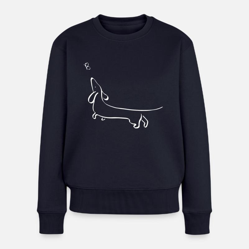 Hund - Frauen Premium Bio Pullover - Navy