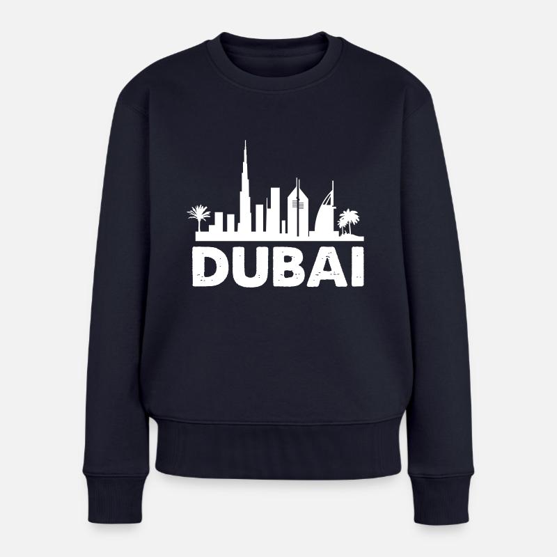 dubai skyline - Frauen Premium Bio Pullover - Navy