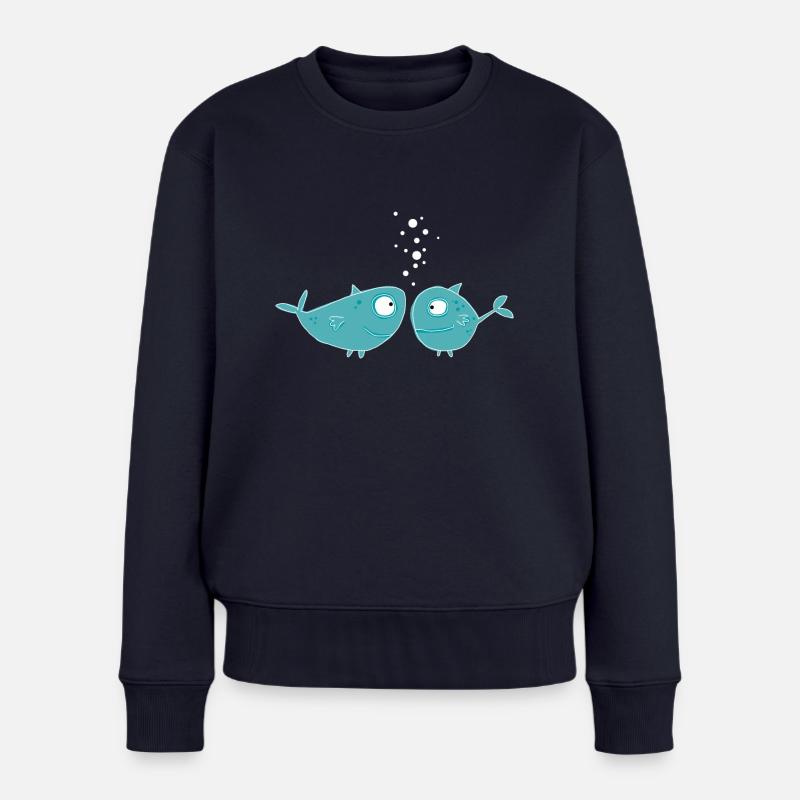 Fische - Frauen Premium Bio Pullover - Navy