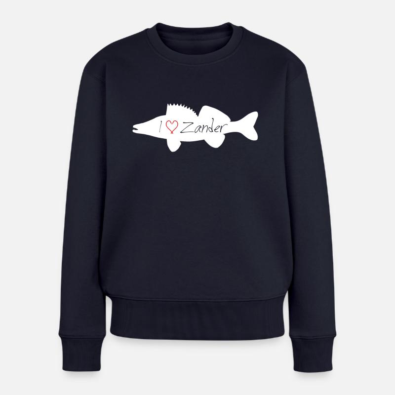 I Love Zander weiss durchsichtig - Frauen Premium Bio Pullover - Navy