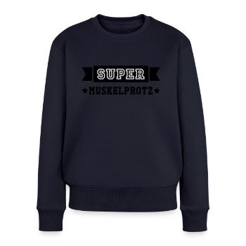 Kräftig Muskulös Muskelprotz Stämmig bodybuilding - Frauen Premium Bio Pullover - Navy - Vorne - Julia (174cm)