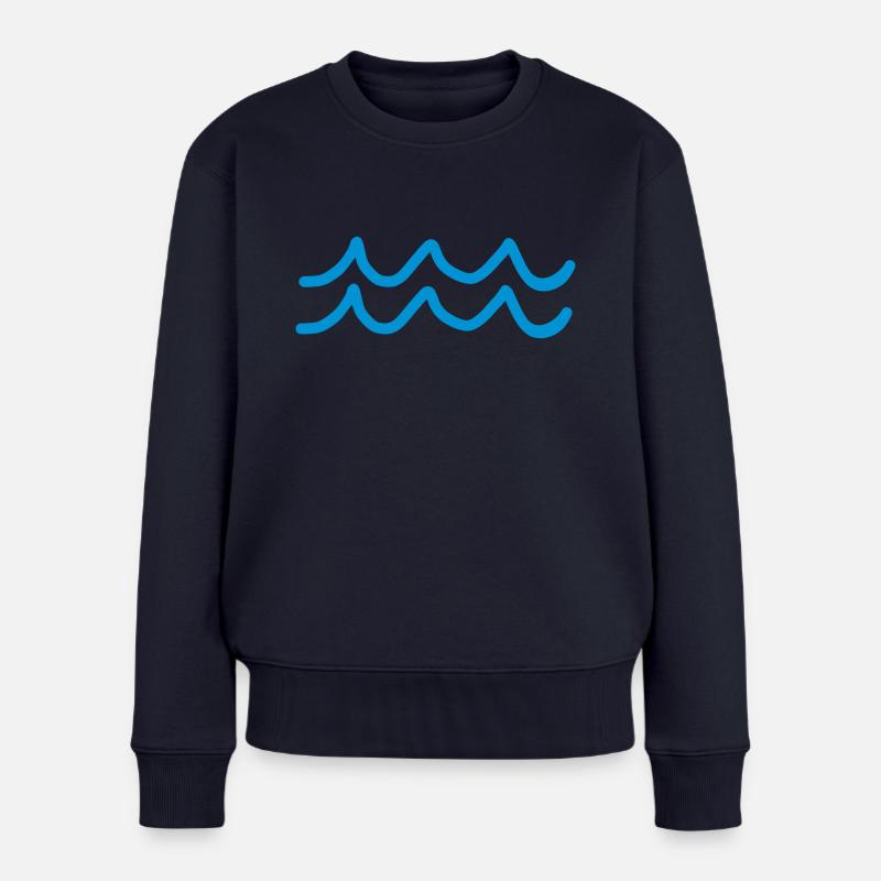 Wellen - Frauen Premium Bio Pullover - Navy