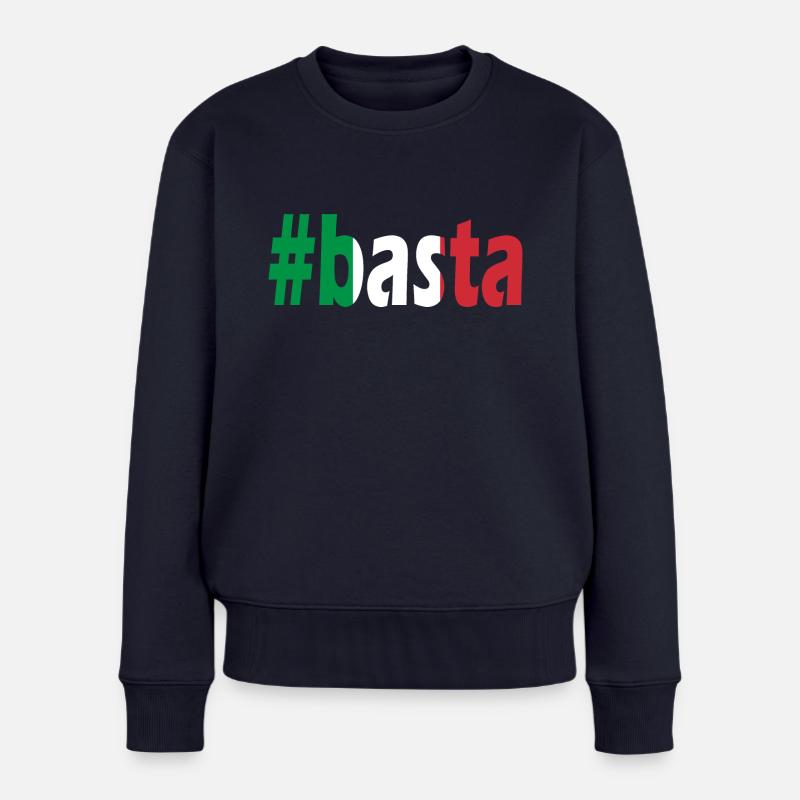 Déclaration Italienne Hashtag Basta Ialien - Pull Premium bio Femme - bleu marine