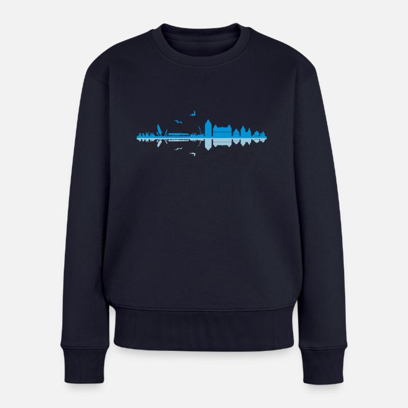 Skyline - Heiligenhafen - Frauen Premium Bio Pullover - Navy