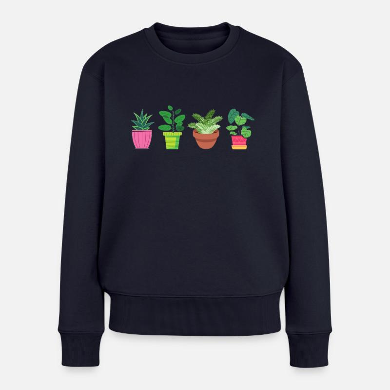 Blumen - Frauen Premium Bio Pullover - Navy