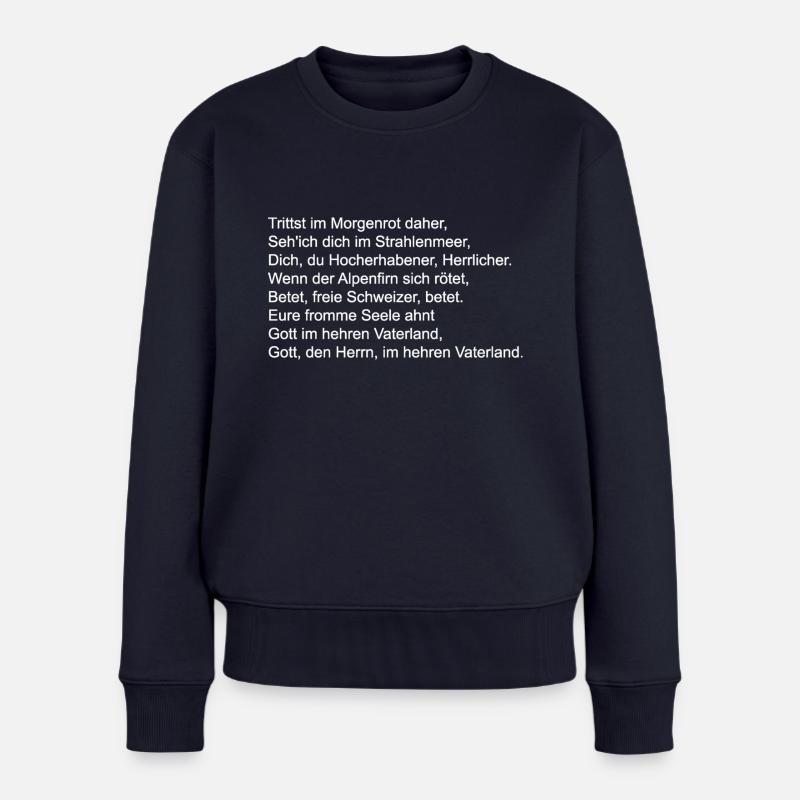 Schweizer Nationalhymne_weiss - Frauen Premium Bio Pullover - Navy