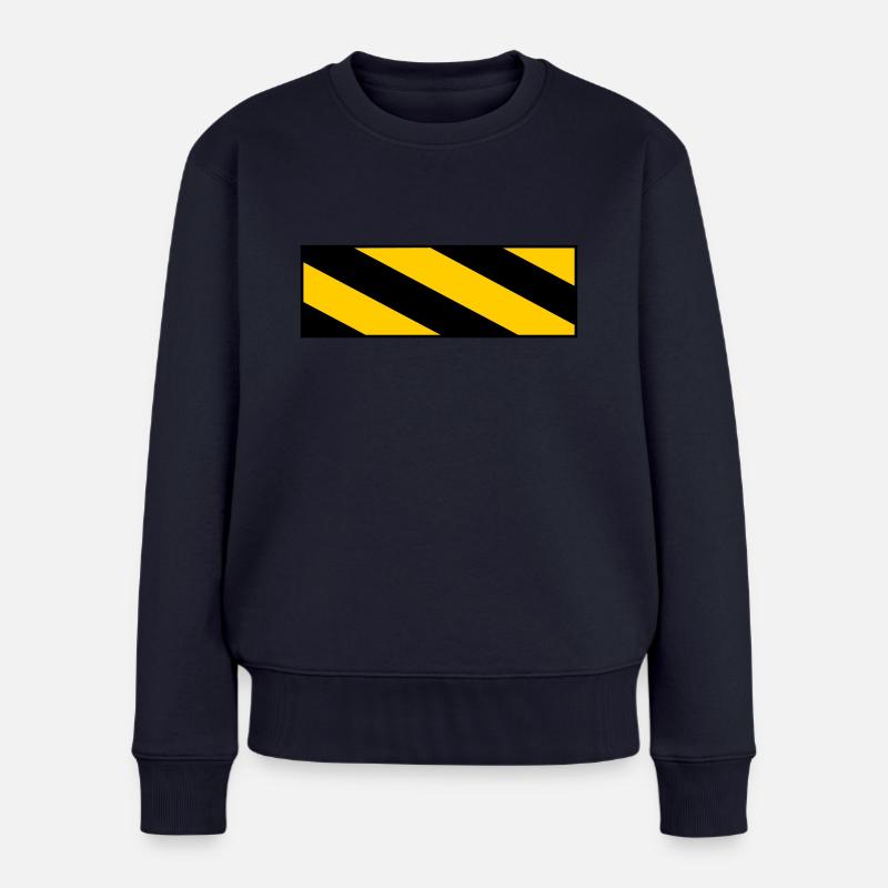 warning sign - Frauen Premium Bio Pullover - Navy