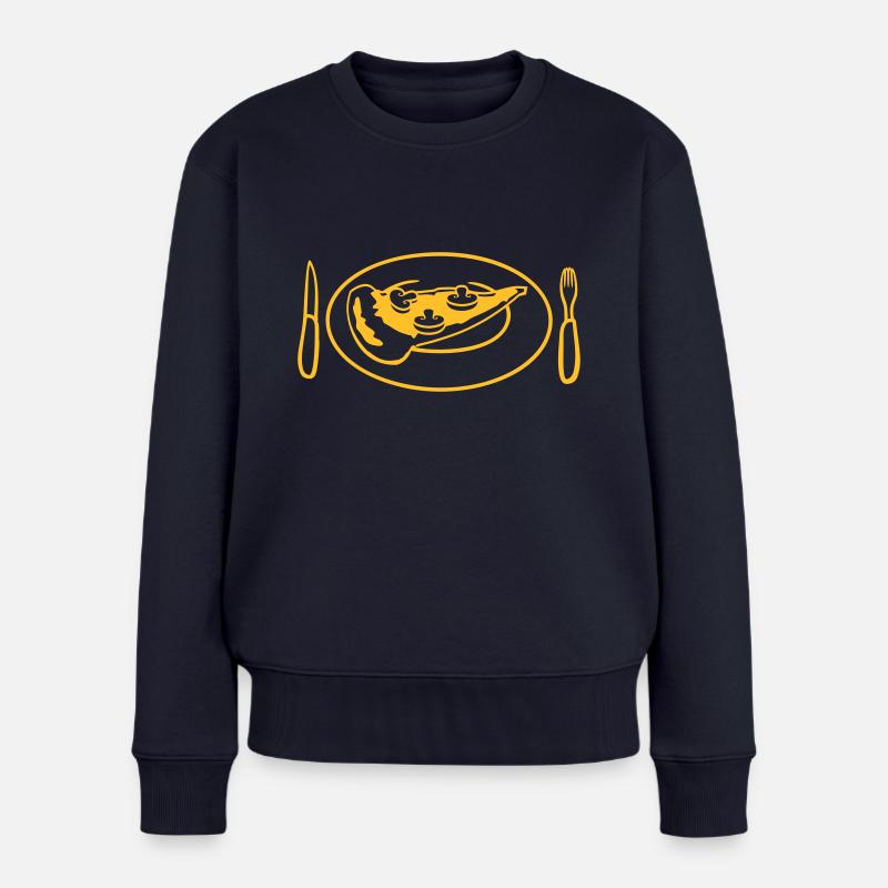 besteck gabel messer teller restaurant cool design - Frauen Premium Bio Pullover - Navy